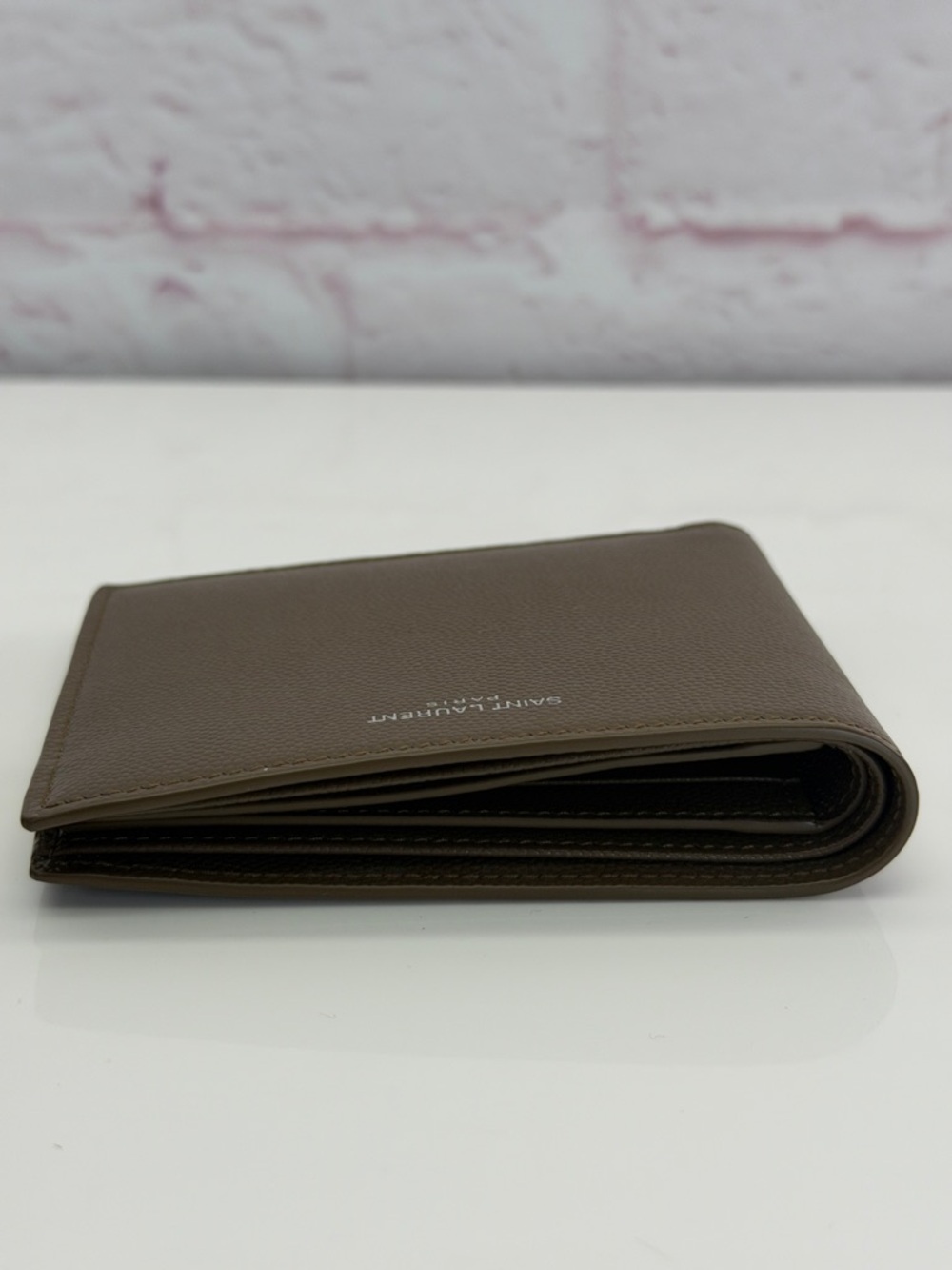 Saint Laurent Paris Brown Textured Leather Bi-Fold Wallet - Picture 4 of 10